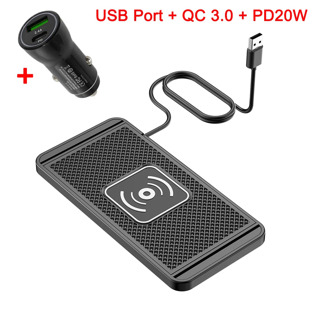 Bezdrôtová nabíjačka do auta pre iPhone 16, 15, 15 Pro Max, 14, 13, 12, X, Samsung S24, S23, bezdrôtová nabíjačka do auta, silikónová podložka, rýchla nabíjačka