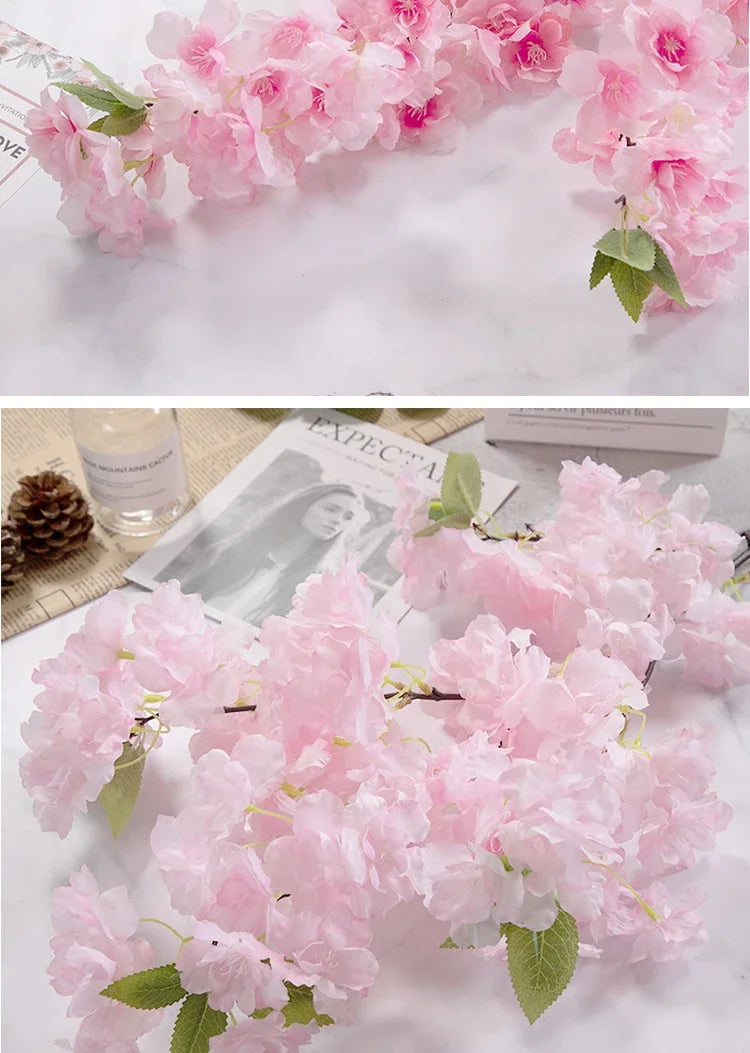 5 sztuk sztucznych gałęzi wiśniowych Sakura z jedwabiu DIY .Domowa dekoracja salonu