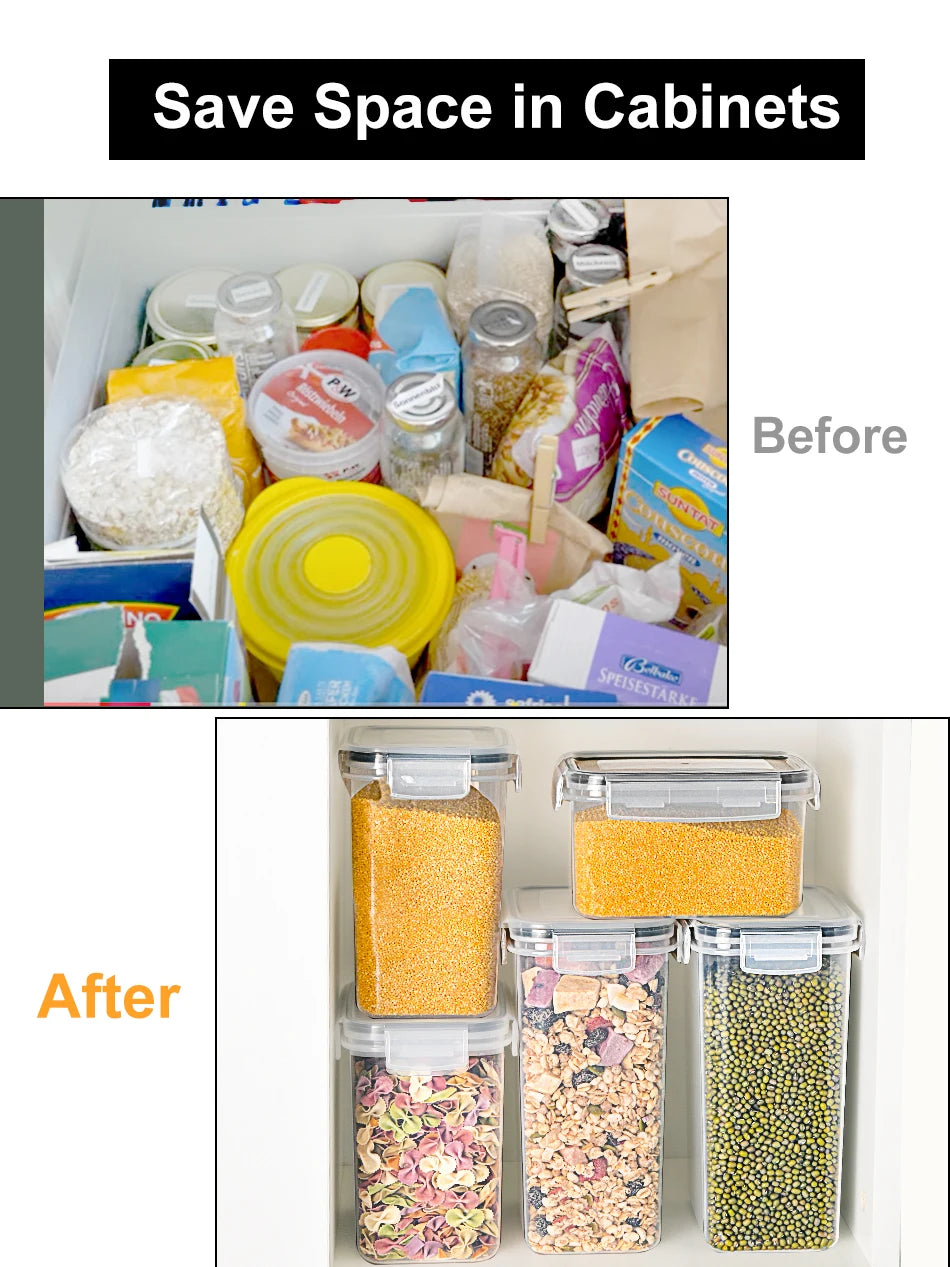 Hermetyczne pojemniki do przechowywania produktów spożywczych.