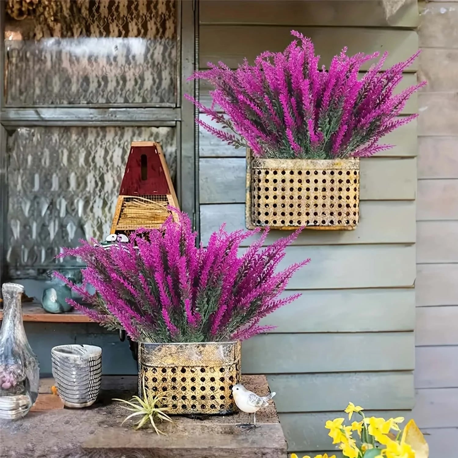 12 sztuk sztucznych kwiatów lawendy – realistyczne kwiaty z tworzywa sztucznego do domu, ogrodu.