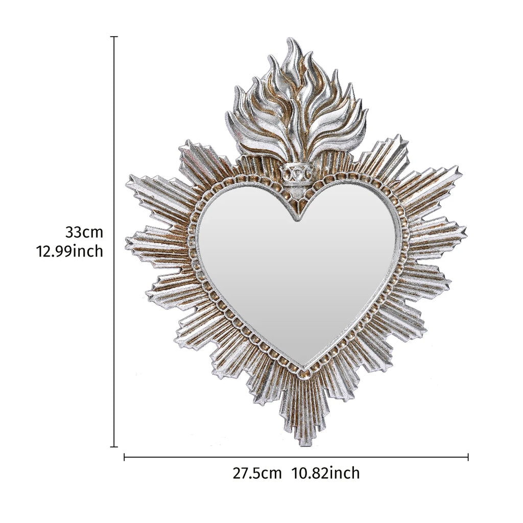 Prosty wiszący wisiorek dekoracyjny w kształcie płomienia świętego serca, ręcznie wykonane lustro wiszące.