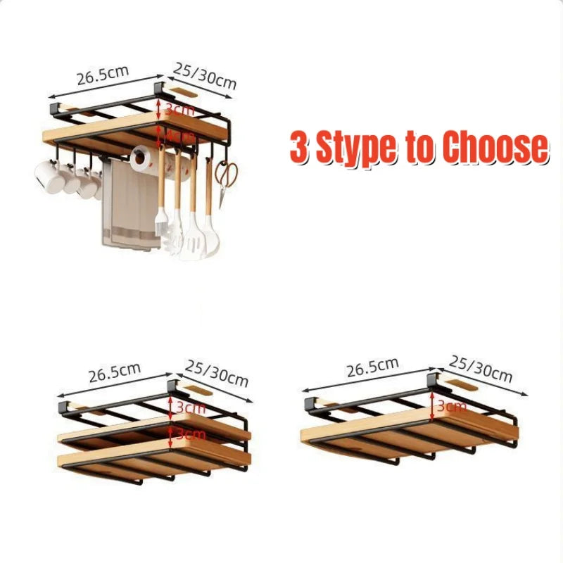 Organizer kuchenny do zawieszenia pod szafką z haczykami, wieszakiem.