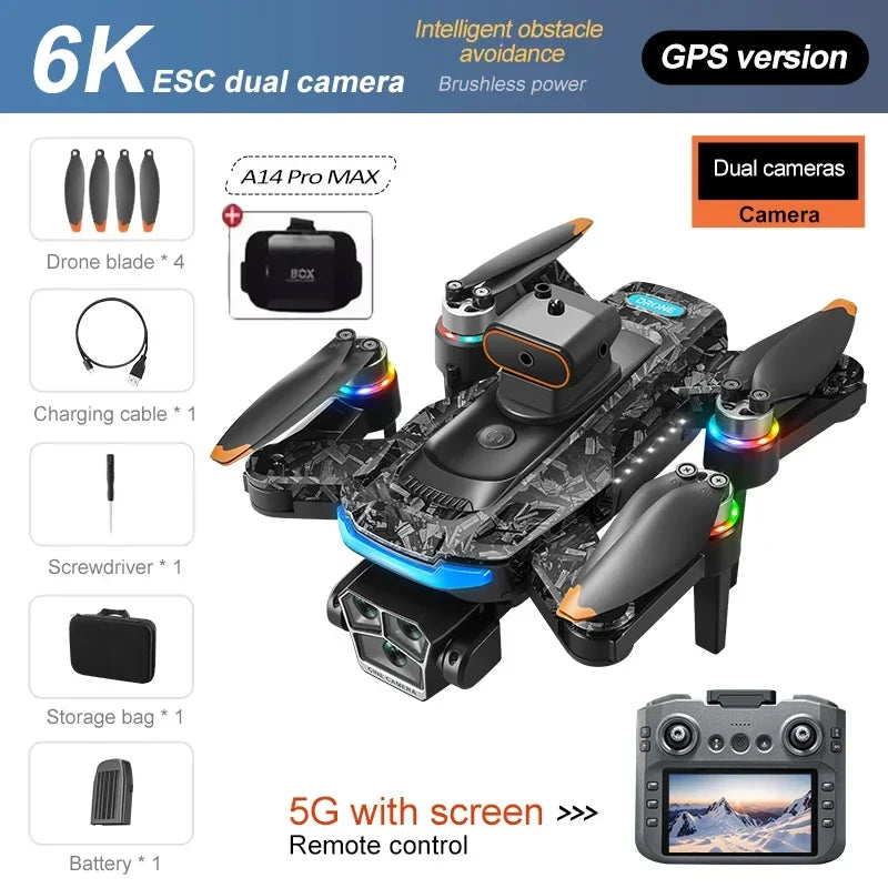 Max Drone 8K HD Trzy kamery GPS Bezszczotkowy napęd Optyczny system unikania przeszkód Duży ekran 4,5 cala