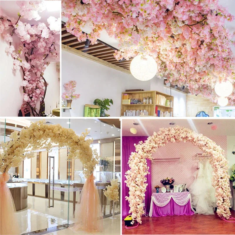 5 sztuk sztucznych gałęzi wiśniowych Sakura z jedwabiu DIY .Domowa dekoracja salonu