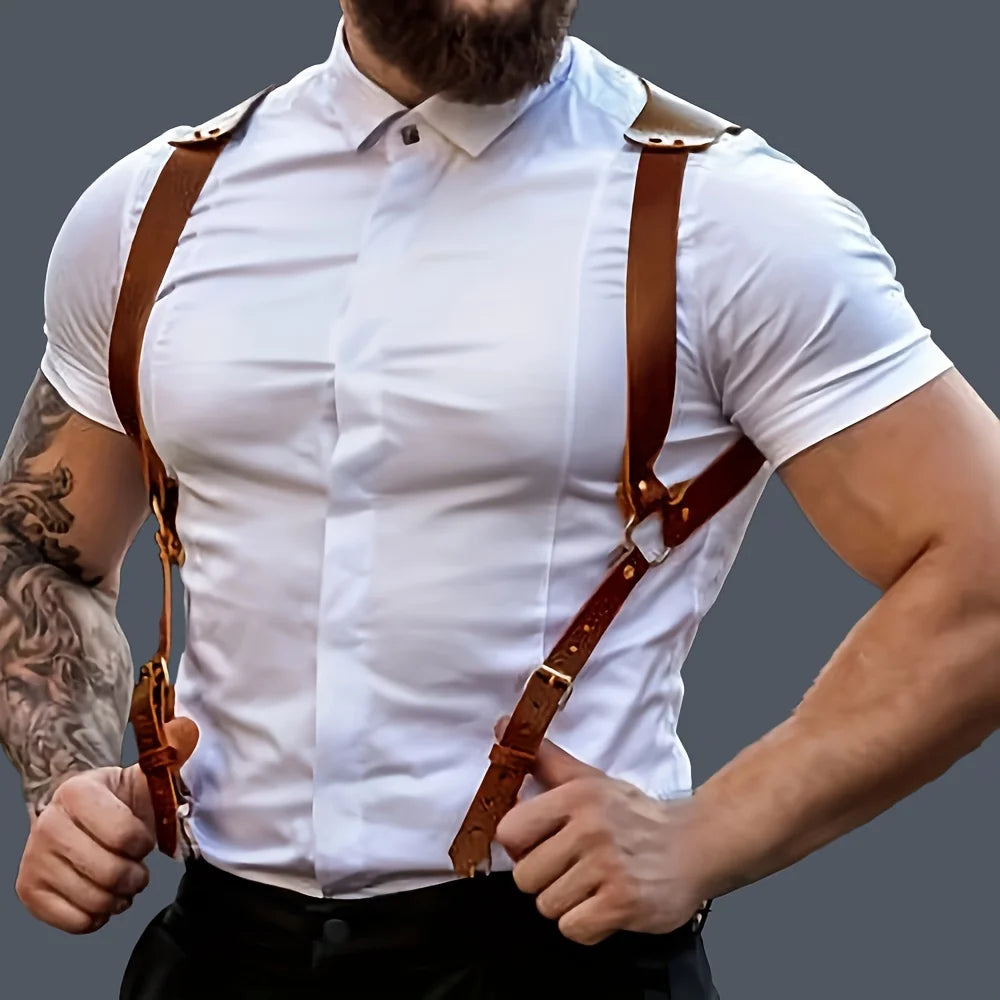 Szelki Męskie do spodni skórzane. Dwa kolory , brązowe i czarne