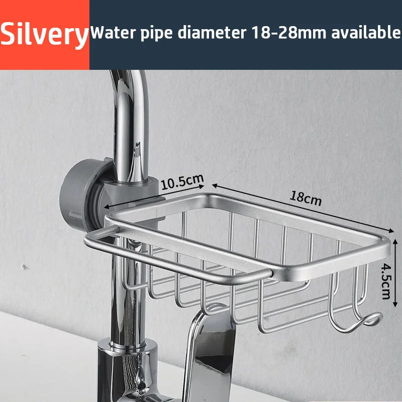 Kosz na gąbki do zlewu kuchennego Uchwyt na baterię Aluminiowa półka.