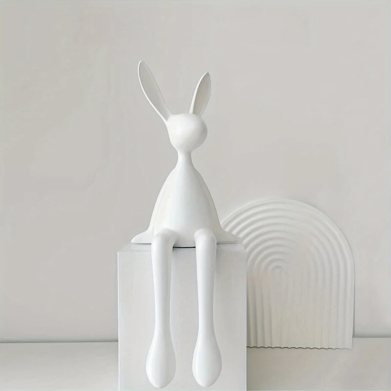 Figurki siedzących królików, urocze figurki królików na biurko Rzeźby sztuki współczesnej do domu.