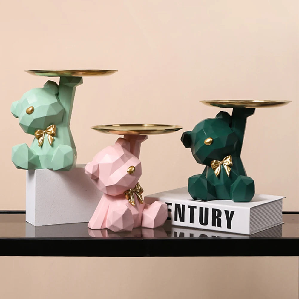Geometryczna figurka niedźwiedzia na klucze Dekoracja wejściowa , na biurko.