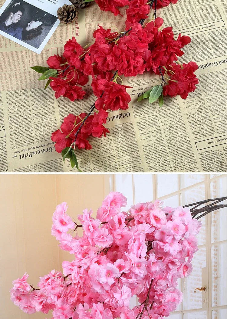5 sztuk sztucznych gałęzi wiśniowych Sakura z jedwabiu DIY .Domowa dekoracja salonu