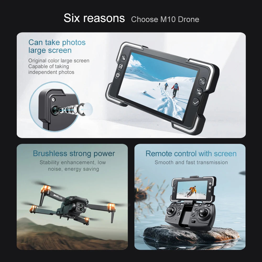 Dla Xiaomi M10 Rc 4K Drone 8K Profesjonalna podwójna kamera HD z ekranem FPV WIFI Bezszczotkowy silnik Quadcopter z funkcją omijania przeszkód Zabawki
