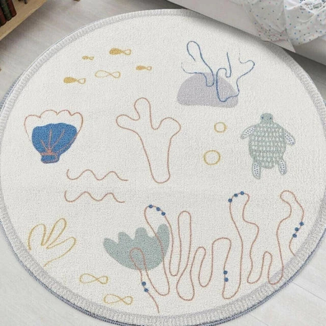 Okrągły puszysty dywan do zabawy dla dzieci z alfabetem, miękkie do sypialni dla dzieci .