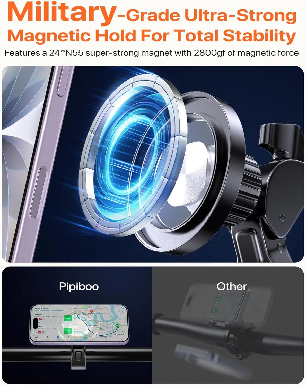 Magnetický držiak na telefón s otočným uchytením na riadidlá, príslušenstvo MagSafe, pre bežné bicykle, kočíky a rotopedy Peloton.