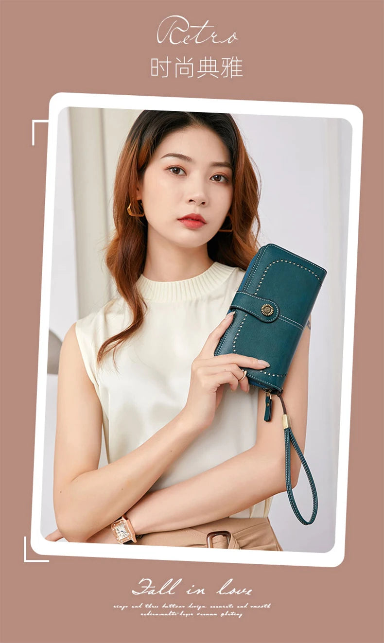 Wysokiej jakości portfel skórzany z zabezpieczeniem RFID.