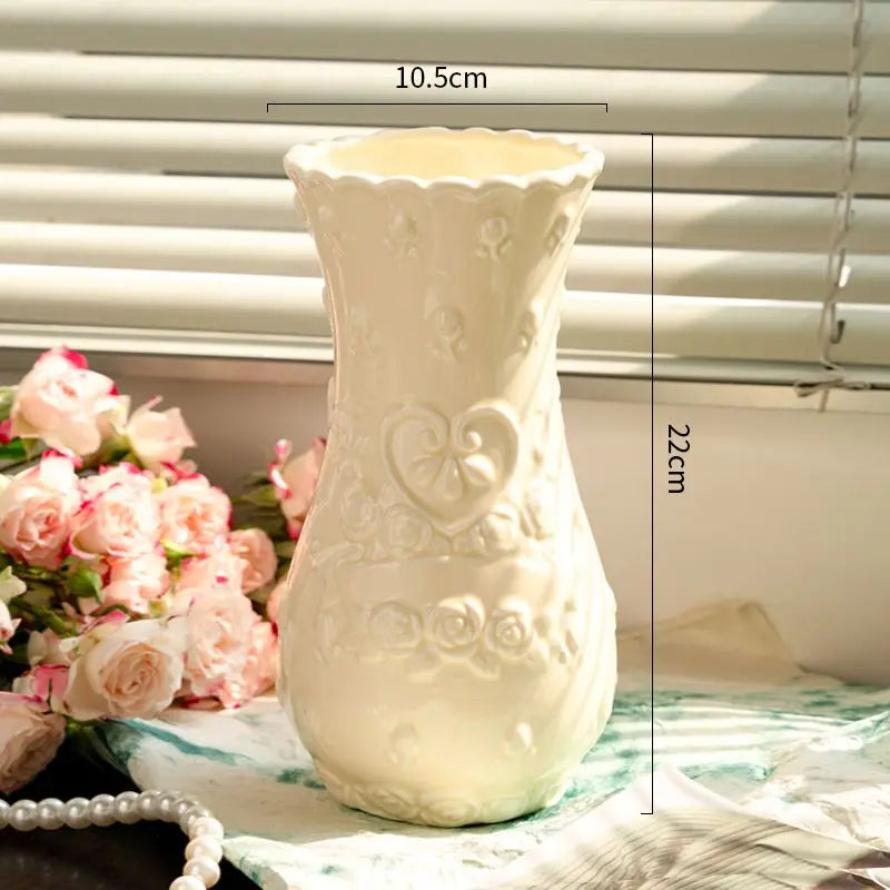Ozdoby w stylu europejskim Retro Relief Rose Imitacja ceramicznej wazonu Salon Senior Sense.