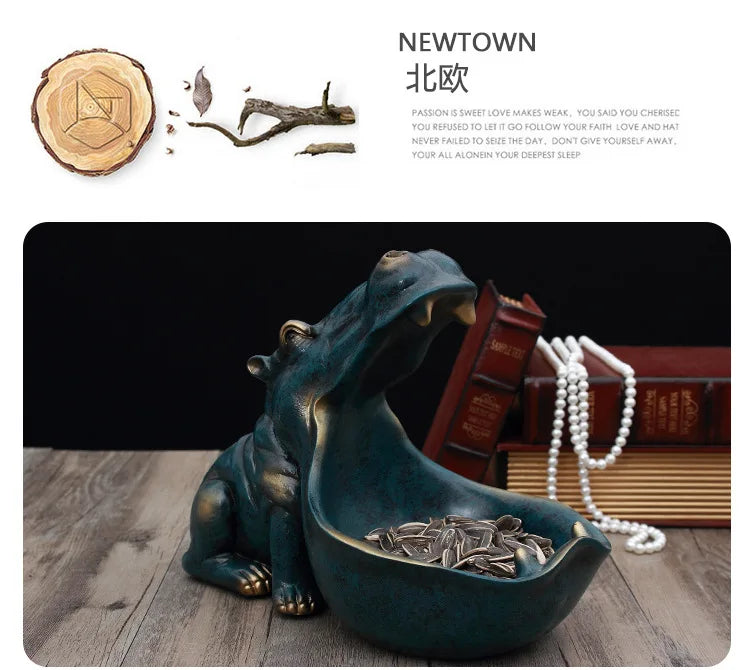 Živicová ozdoba v tvare hrocha. Kreatívne figúrky zvierat. Dekorácia na stôl.