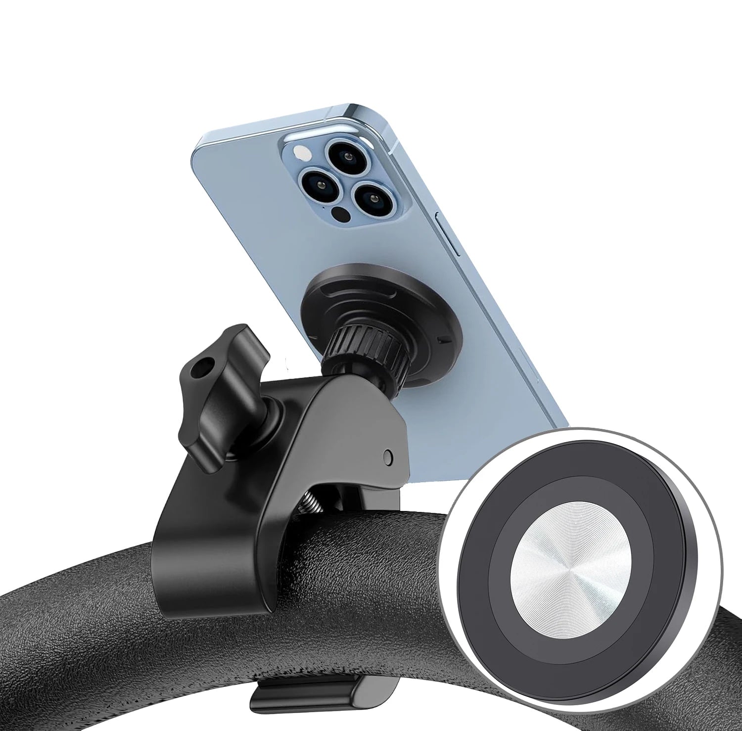 Magnetický držiak na telefón s otočným uchytením na riadidlá, príslušenstvo MagSafe, pre bežné bicykle, kočíky a rotopedy Peloton.