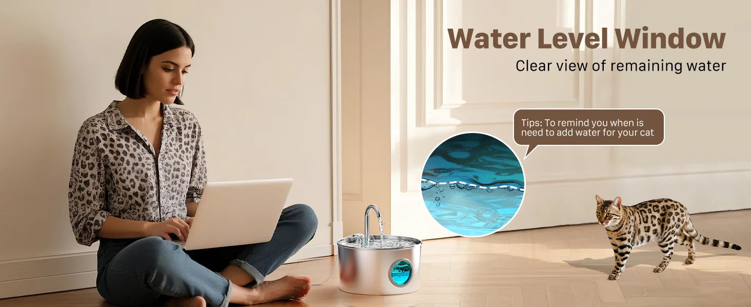 Fontanna dla kotów Fontanna ze stali nierdzewnej.