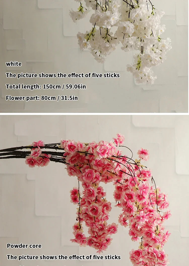 5 sztuk sztucznych gałęzi wiśniowych Sakura z jedwabiu DIY .Domowa dekoracja salonu