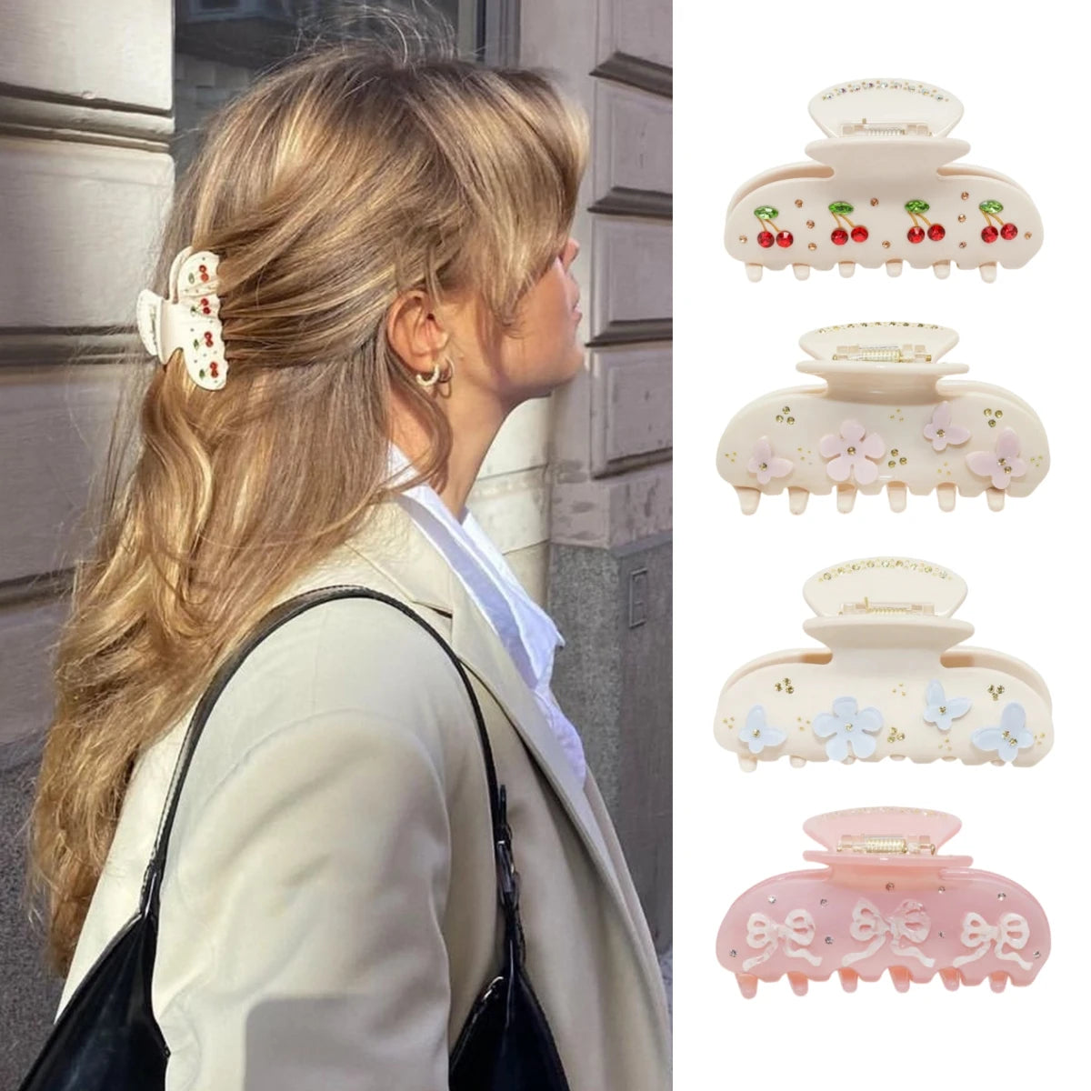 Spinki do włosów z wiśniami dla kobiet i dziewcząt.Różne modele
