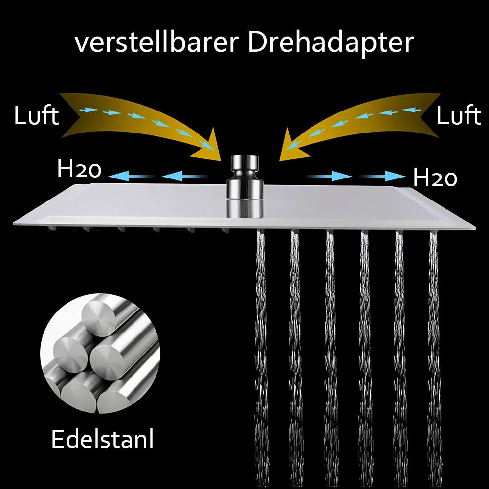 Štvorcová sprchová hlavica z nehrdzavejúcej ocele