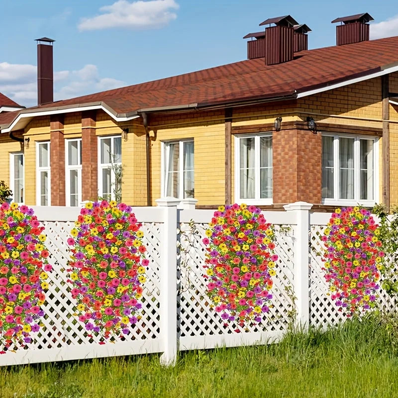 4 sztuki sztucznych kwiatów wiszących – realistyczne plastikowe girlandy z wielobarwnymi kwiatami do dekoracji wnętrz i na zewnątrz.