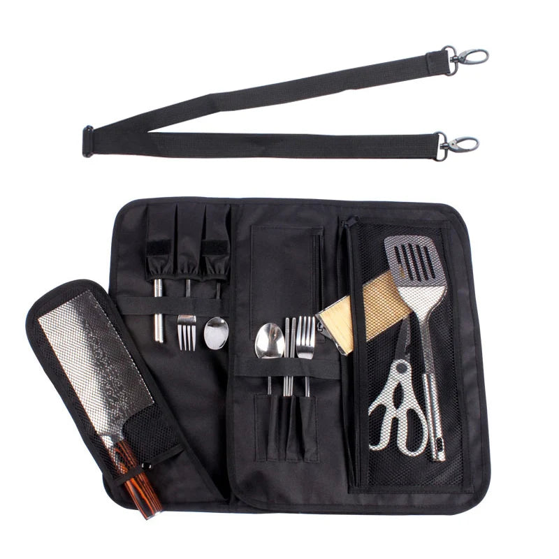 16-komorowa torba na noże szefa kuchni do użytku na świeżym powietrzu.