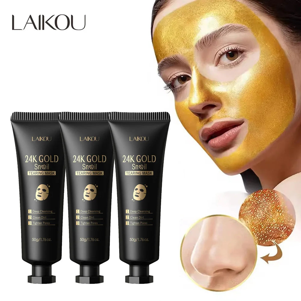 LAIKOU 24K Złota maseczka kolagenowa ze śluzem ślimaka Peeling.