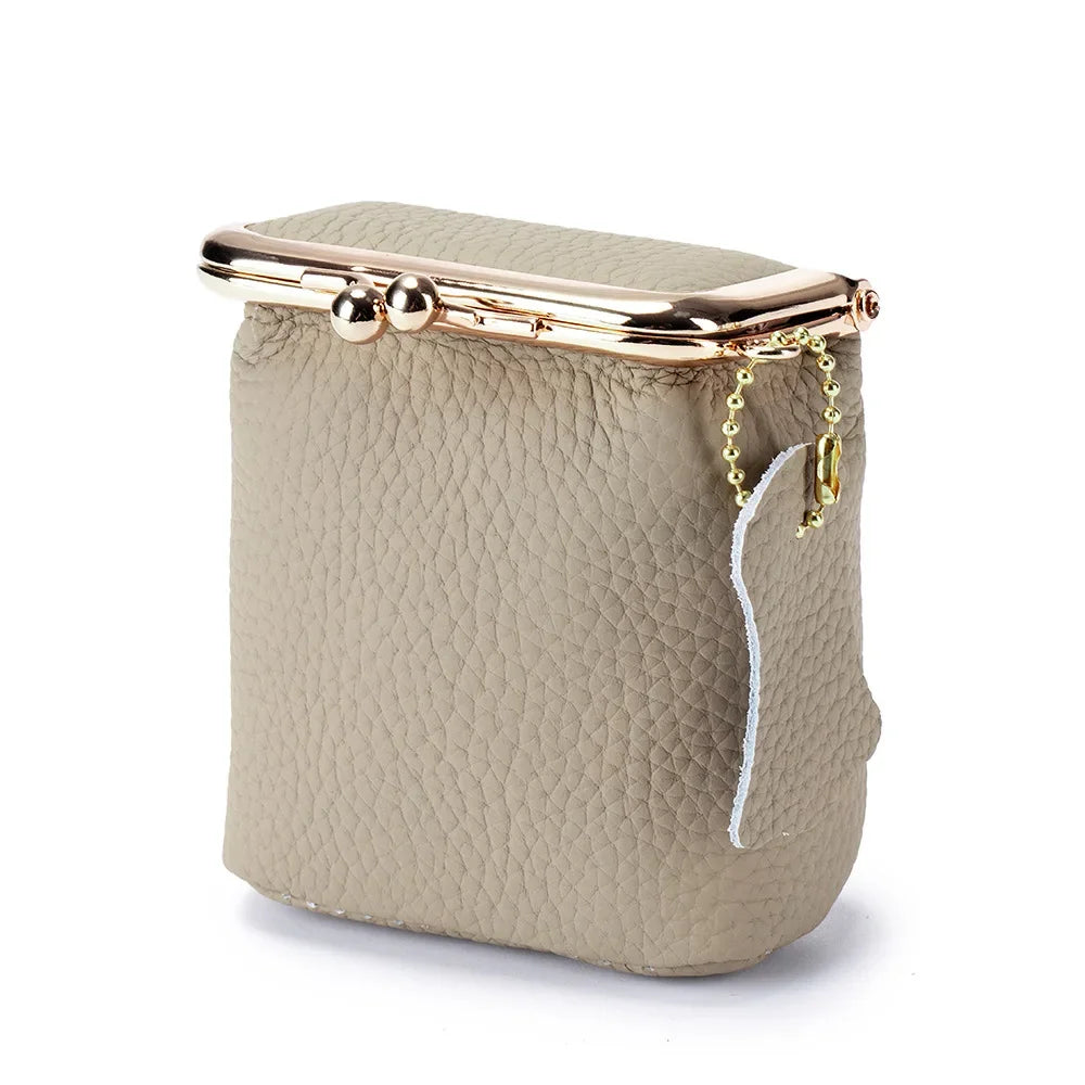 Portmonetka damska ,  z prawdziwej skóry ,mini portfel z klamrą.