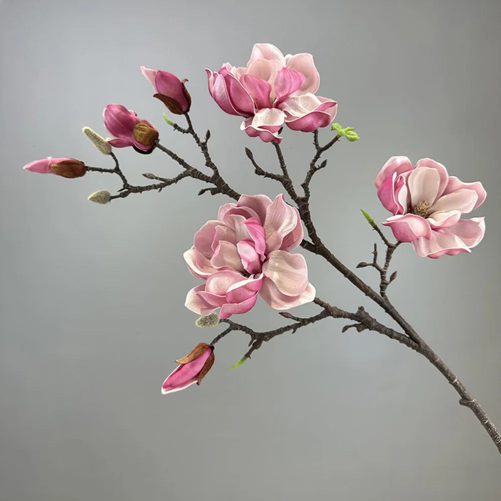 Sztuczna gałąź magnolii. Realistyczne sztuczne kwiaty orchidei EVA