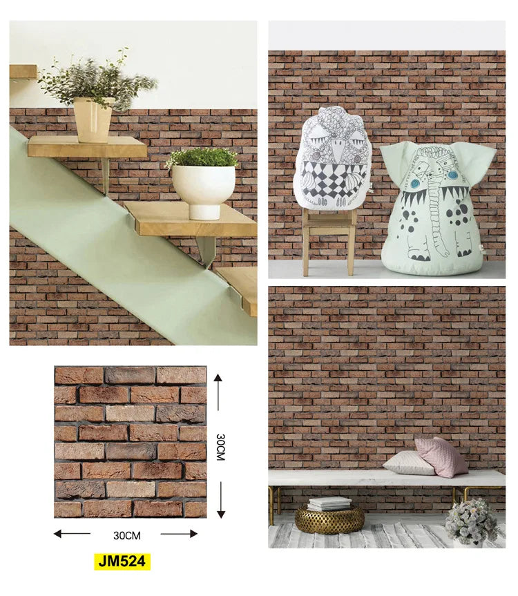 10 sztuk samoprzylepnych tapet 3D z motywem cegły i drewna – naklejki ścienne typu „peel and stick”, wodoodporne, do salonu, sypialni, łazienki