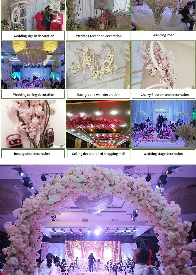 5 sztuk sztucznych gałęzi wiśniowych Sakura z jedwabiu DIY .Domowa dekoracja salonu