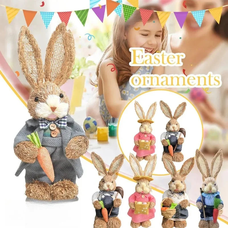 Urocza figurka królika z wikliny o wysokości 35 cm, ręcznie wykonana dekoracja ogrodowa.