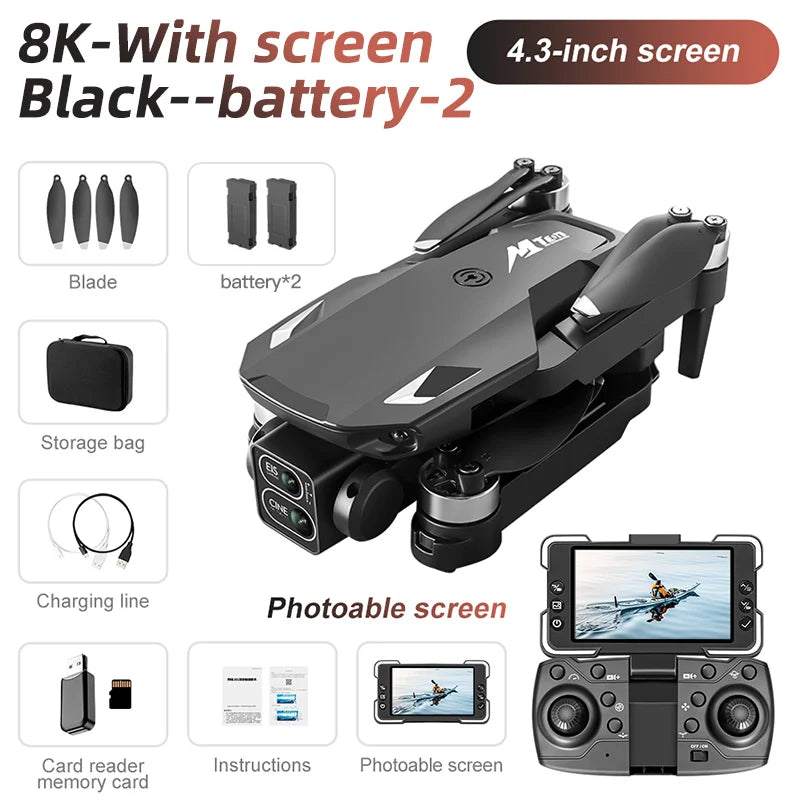 Dla Xiaomi M10 Rc 4K Drone 8K Profesjonalna podwójna kamera HD z ekranem FPV WIFI Bezszczotkowy silnik Quadcopter z funkcją omijania przeszkód Zabawki