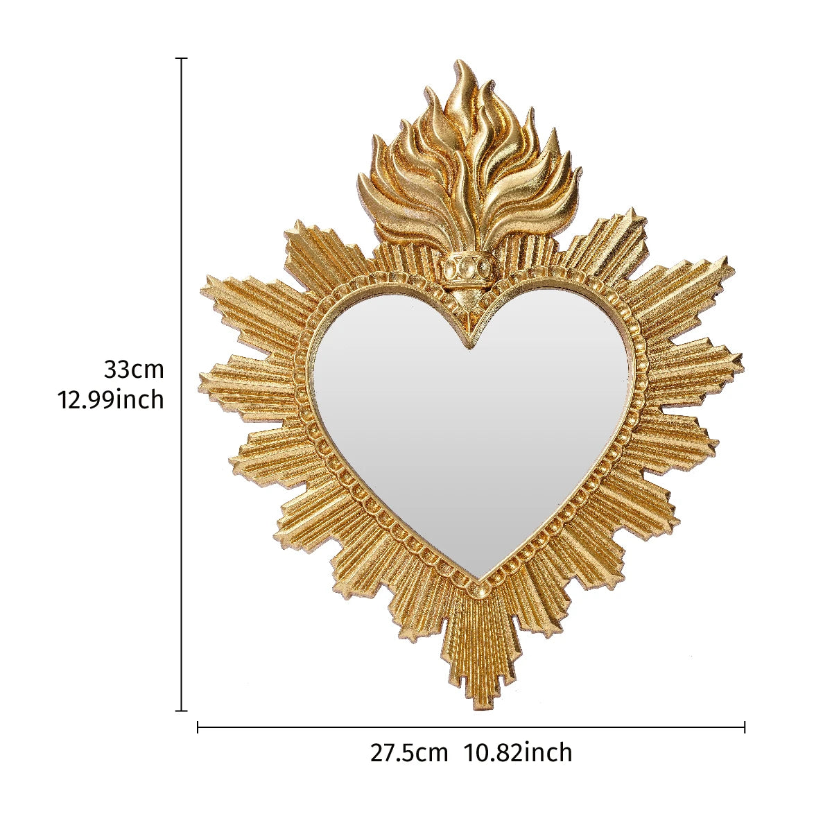 Prosty wiszący wisiorek dekoracyjny w kształcie płomienia świętego serca, ręcznie wykonane lustro wiszące.