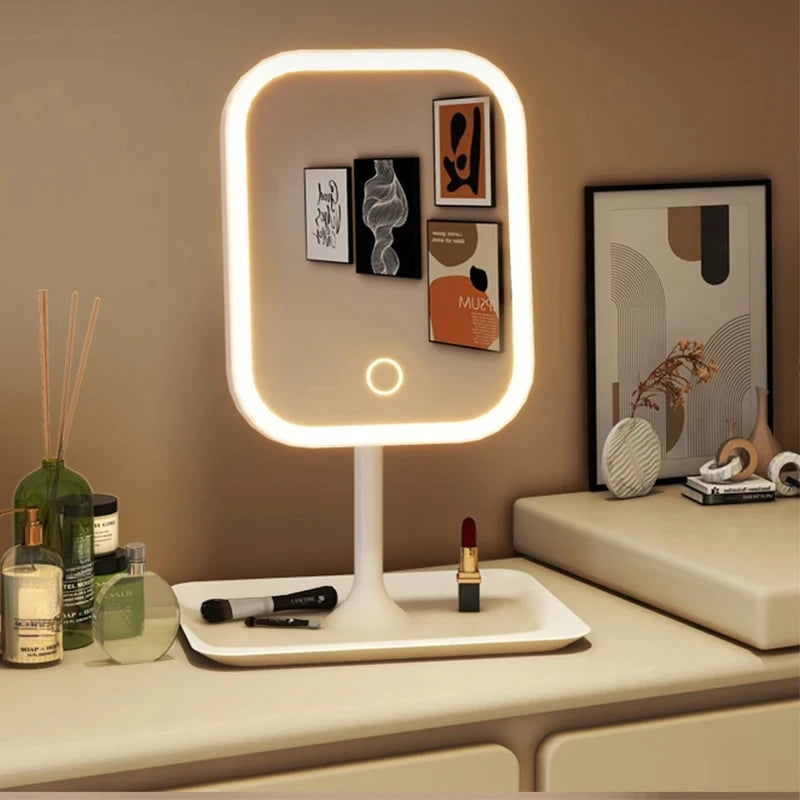 Designerskie lusterko kosmetyczne Trzy kolory LED Lusterko do makijażu