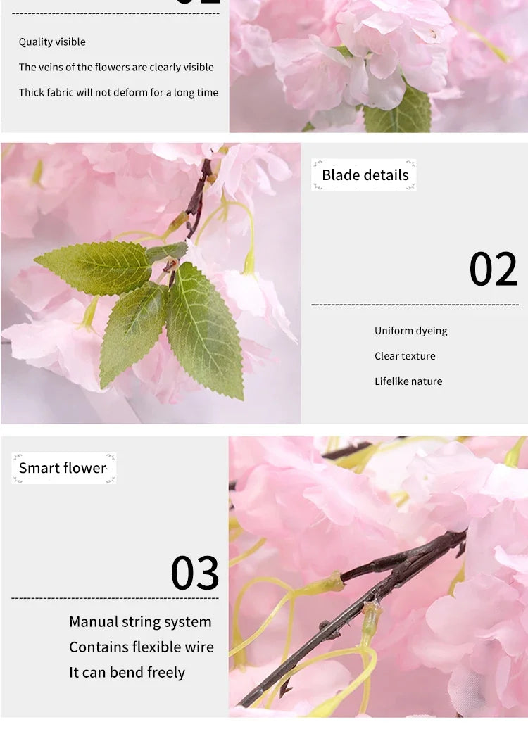 5 sztuk sztucznych gałęzi wiśniowych Sakura z jedwabiu DIY .Domowa dekoracja salonu