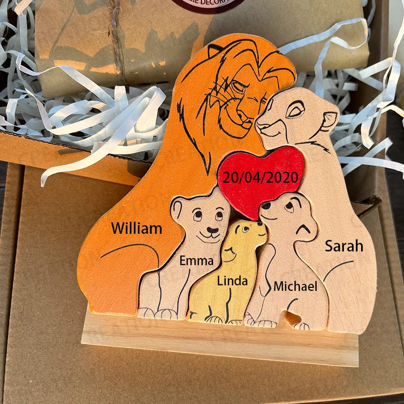 Spersonalizowana  rodzinna układanka drewniana LEW
