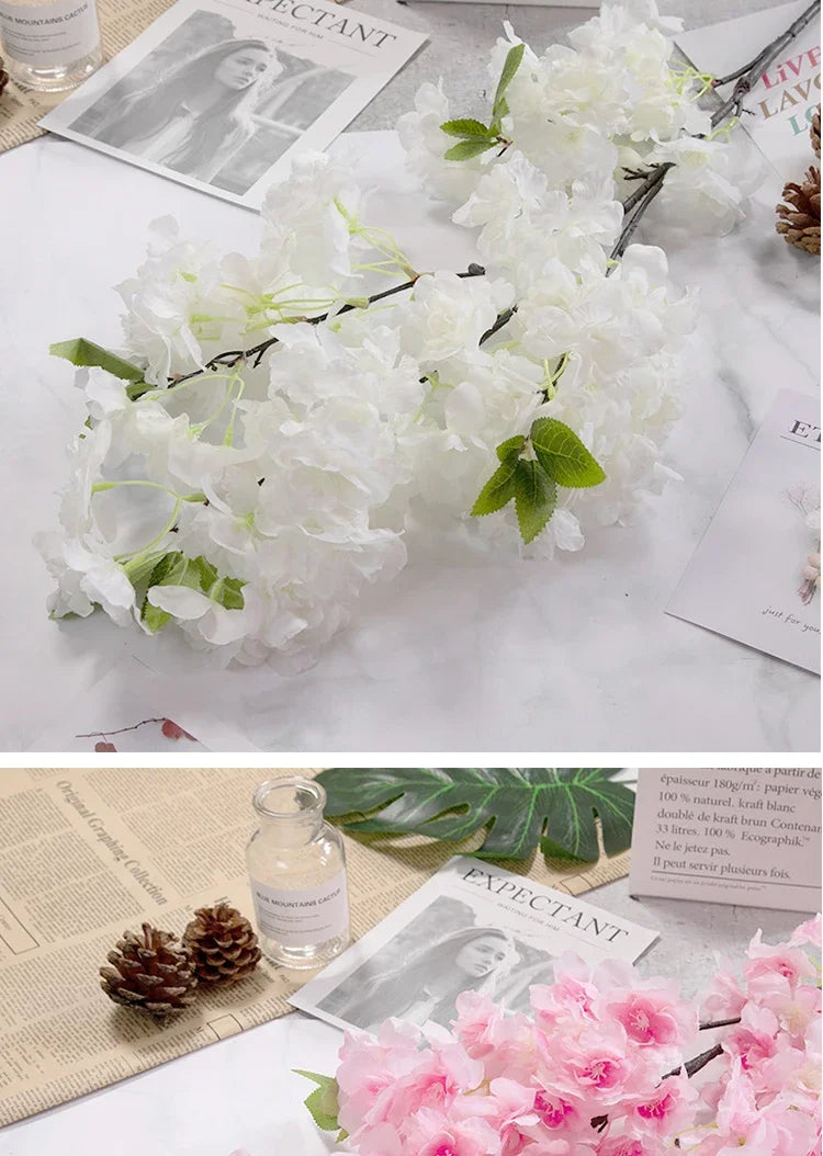 5 sztuk sztucznych gałęzi wiśniowych Sakura z jedwabiu DIY .Domowa dekoracja salonu