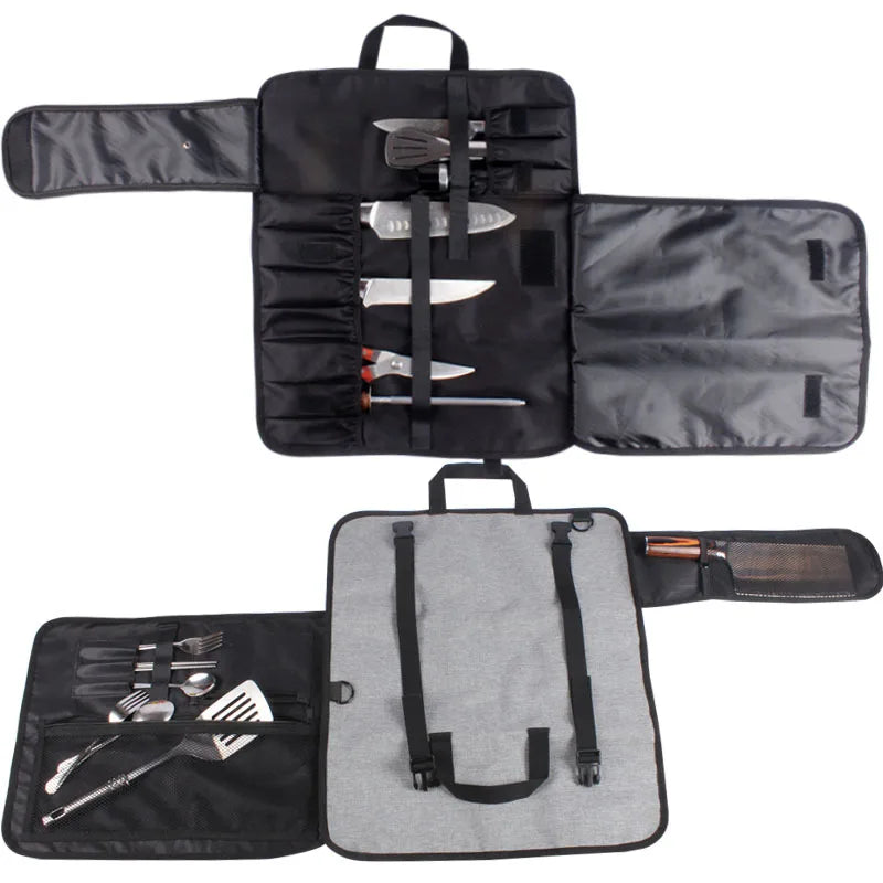16-komorowa torba na noże szefa kuchni do użytku na świeżym powietrzu.