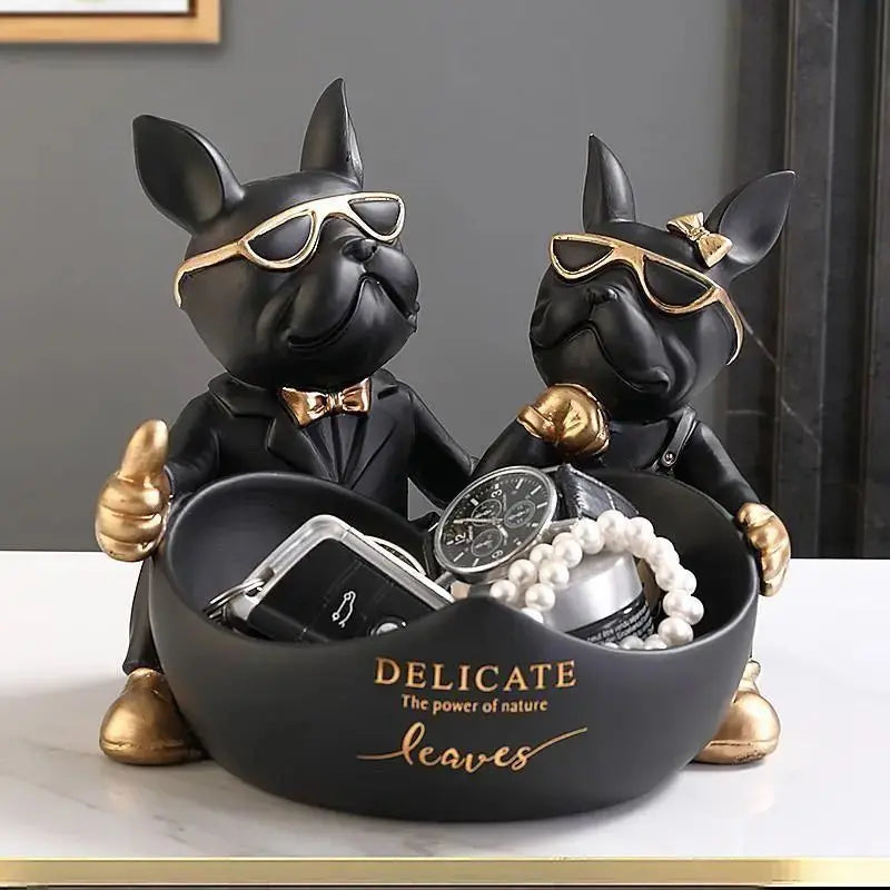 Ozdoby do przechowywania w kształcie serca z motywem psów.