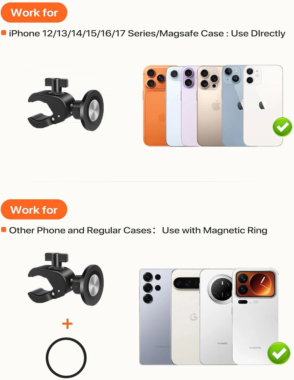 Magnetický držiak na telefón s otočným uchytením na riadidlá, príslušenstvo MagSafe, pre bežné bicykle, kočíky a rotopedy Peloton.