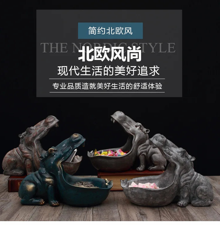 Živicová ozdoba v tvare hrocha. Kreatívne figúrky zvierat. Dekorácia na stôl.