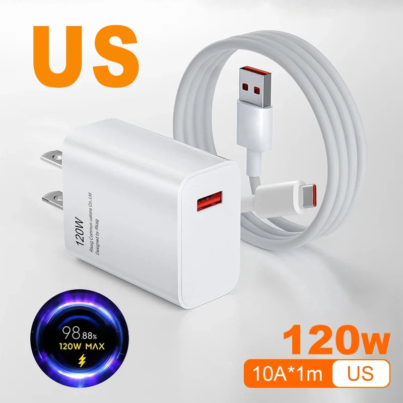 Originálny Turbo Fast Charge 120W EU/US Hypercharge adaptér pre Xiaomi Redmi Note.
