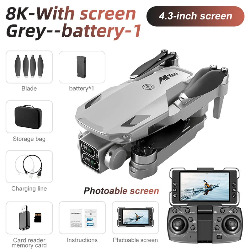 Dla Xiaomi M10 Rc 4K Drone 8K Profesjonalna podwójna kamera HD z ekranem FPV WIFI Bezszczotkowy silnik Quadcopter z funkcją omijania przeszkód Zabawki