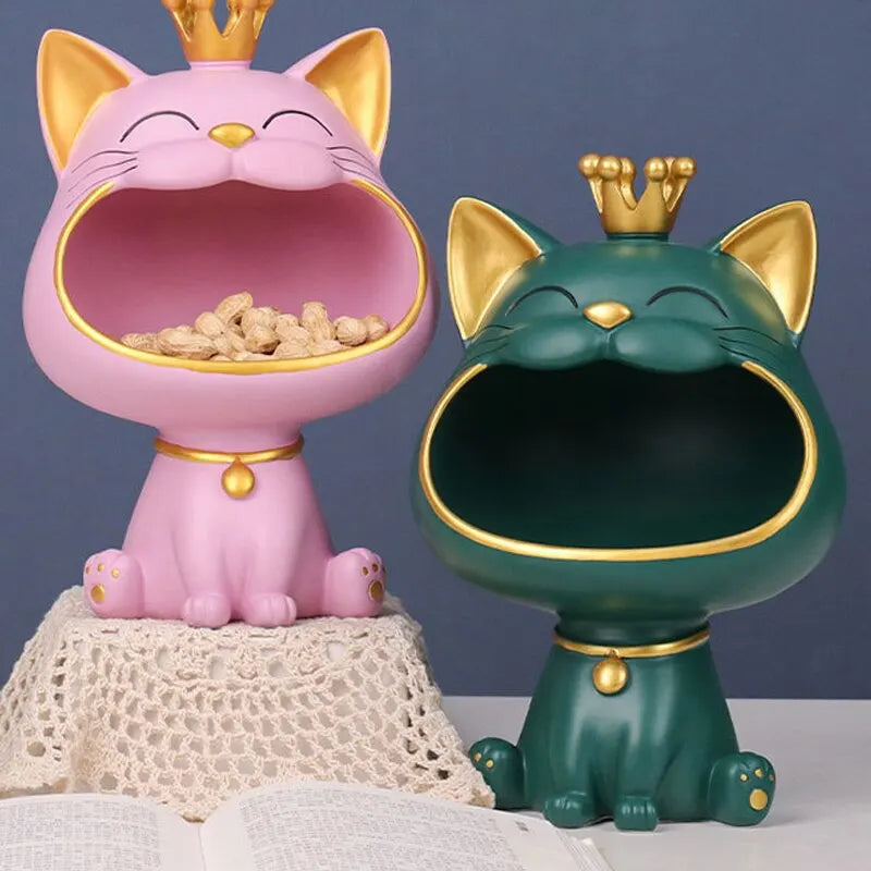 Fortune Crown Big Mouth Cat – lekka, luksusowa rzeźba na prezent.