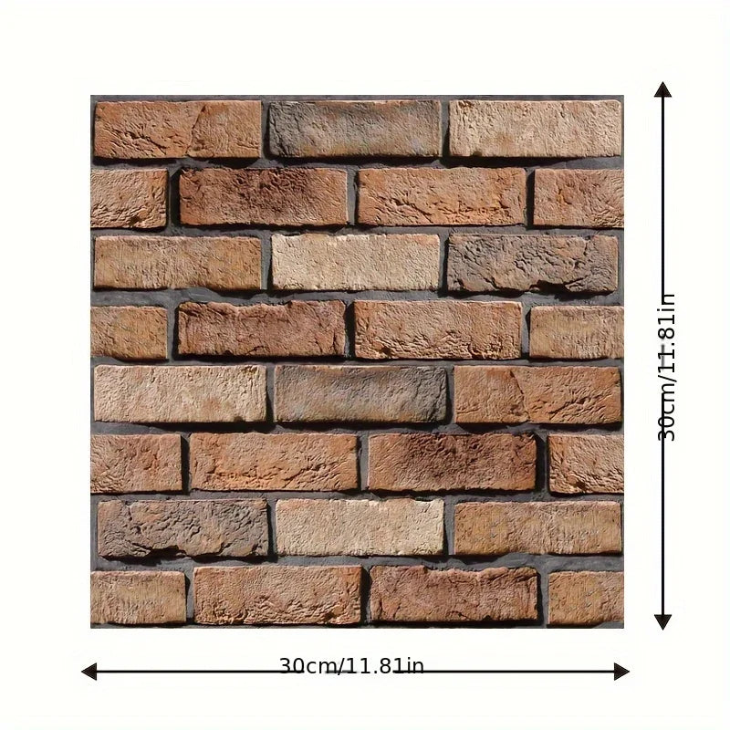 10 sztuk samoprzylepnych tapet 3D z motywem cegły i drewna – naklejki ścienne typu „peel and stick”, wodoodporne, do salonu, sypialni, łazienki