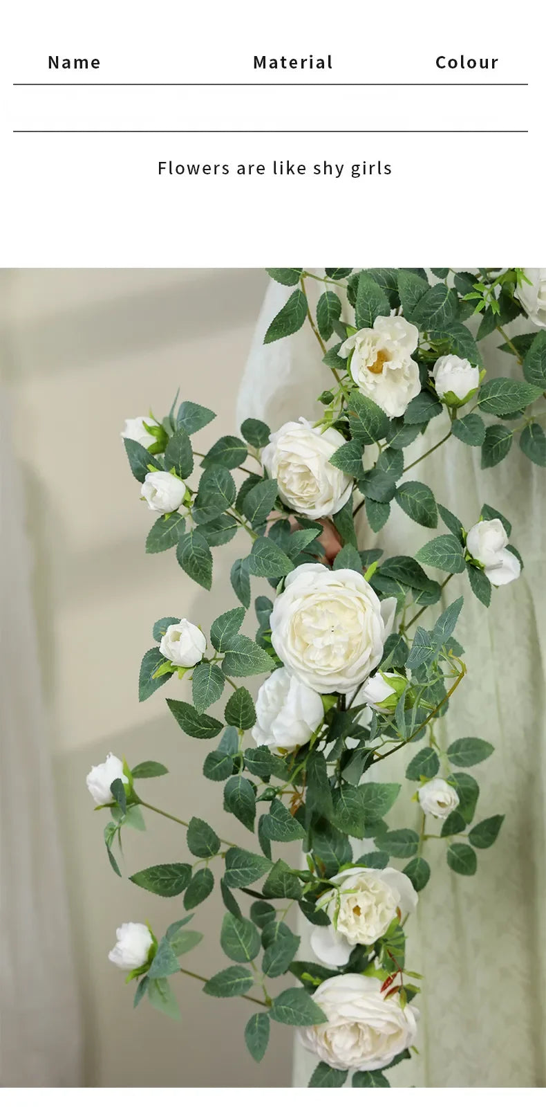 Sztuczne róże winorośli Kwiaty jedwabne Rattanowa dekoracja do kawiarni.