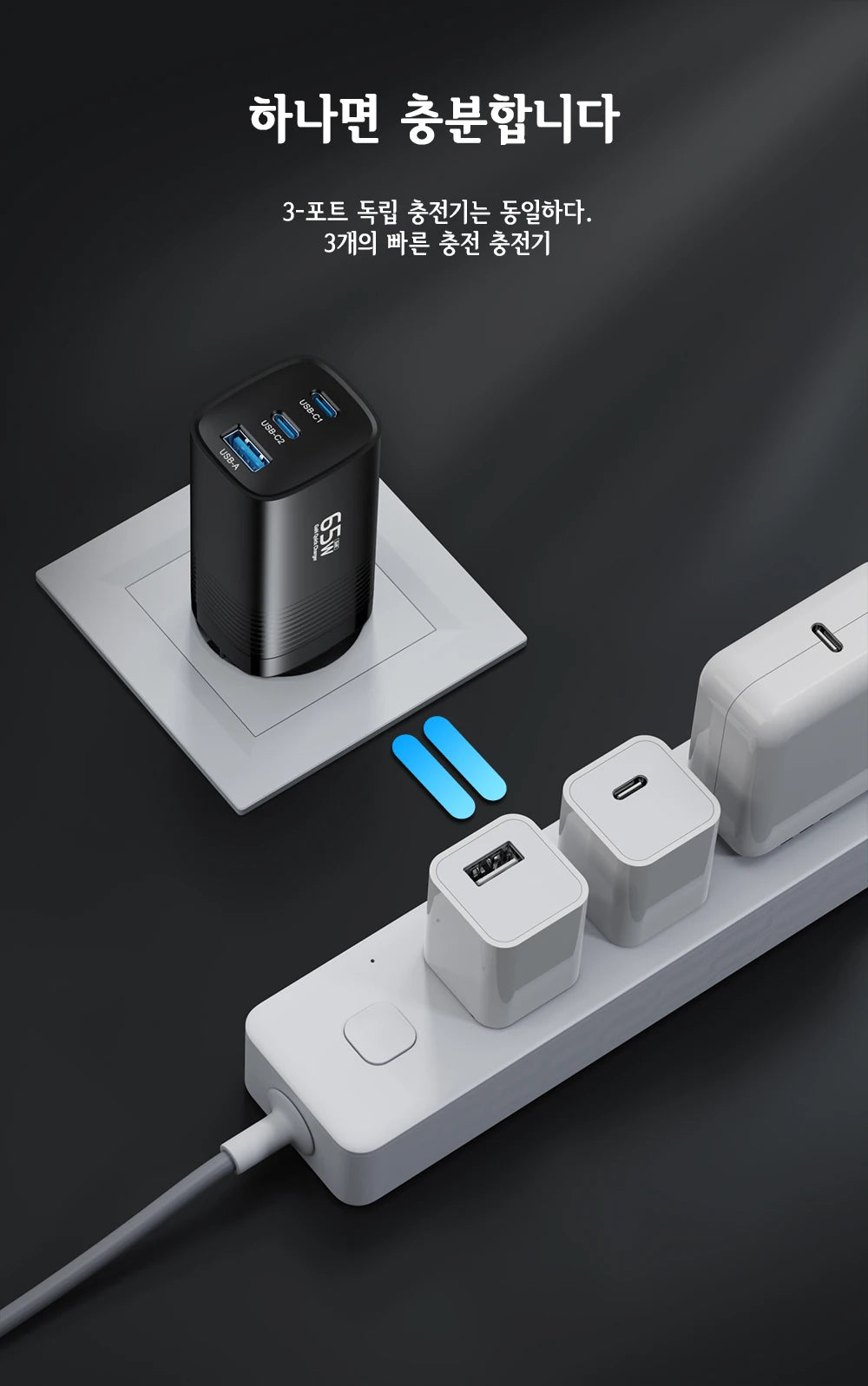 Ładowarka ASOMETECH GaN USB typu C 65 W 45 W PPS PD QC4.0 Szybka ładowarka do laptopów Macbook, tabletów iPad, iPhone'ów 16 i Samsung S23 Ultra