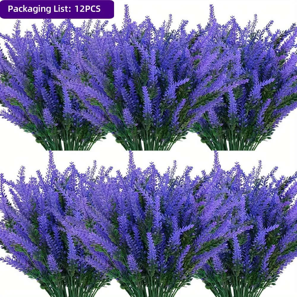 12 sztuk sztucznych kwiatów lawendy – realistyczne kwiaty z tworzywa sztucznego do domu, ogrodu.