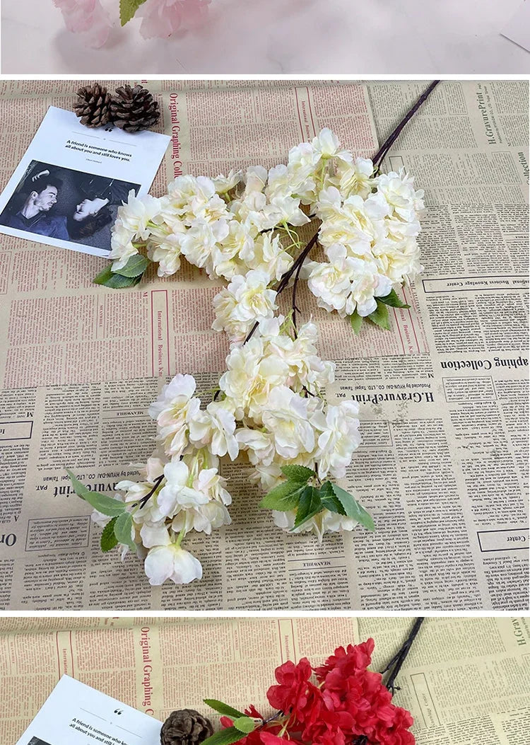 5 sztuk sztucznych gałęzi wiśniowych Sakura z jedwabiu DIY .Domowa dekoracja salonu